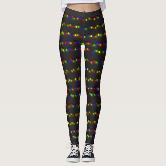 Kleurrijke kerstlichtstring leggings (Voorkant)
