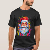 Kleurrijke Kerstman Verf Splatter Kerstboom T-shirt (Voorkant)