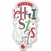 Kleurrijke Kerstmis Typografie Lettering  Sticker (Voorkant)