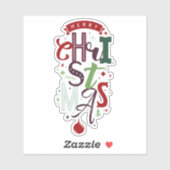 Kleurrijke Kerstmis Typografie Lettering  Sticker (Vel)