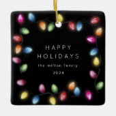 Kleurrijke Kerstmislichten Monogram Keramisch Ornament (Voorkant)