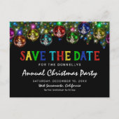 Kleurrijke kerstpartij sparen de datum aankondigingskaart (Voorkant)