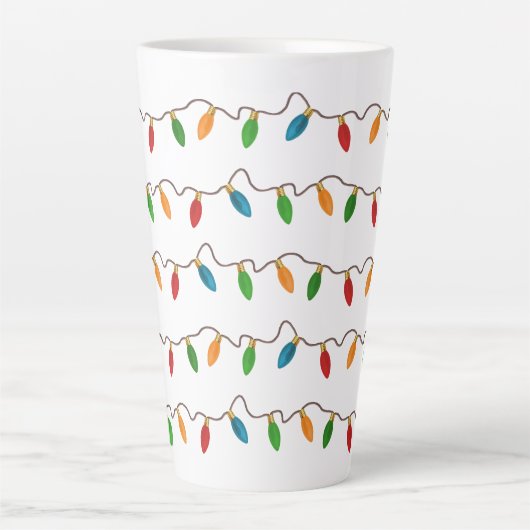 Kleurrijke kerstreeks van lichten latte mok (Voorkant)