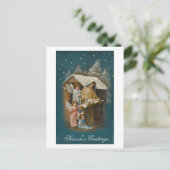 Kleurrijke  kerststal kaart (Staand voorkant)