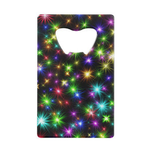 Kleurrijke Kerstster Stralen Patroon Kredietkaart Flessenopener