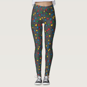 Kleurrijke kerststrijklamp   Donkergrijs Leggings