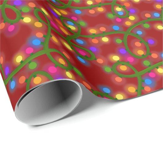 Kleurrijke Kerstverlichting Schattige Leuk Modern  Cadeaupapier (Rol Hoek)