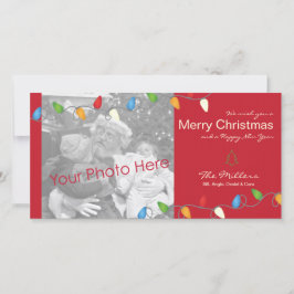 Kleurrijke Kerstverlichtings Vakantiefotokaart Feestdagenkaart