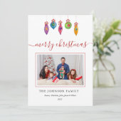 Kleurrijke kerstversiering Fotograetkaartje Aankondiging (Staand voorkant)