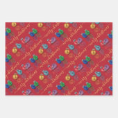 Kleurrijke kerstversiering inpakpapier vel (Voorkant 2)