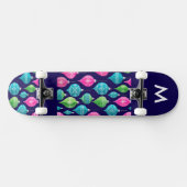 Kleurrijke kerstversiering met monogram skateboard (Horizontaal)
