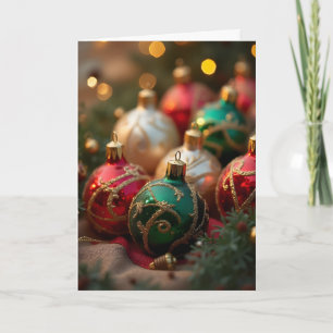Kleurrijke Kerstversieringen Feestdagen Kaart