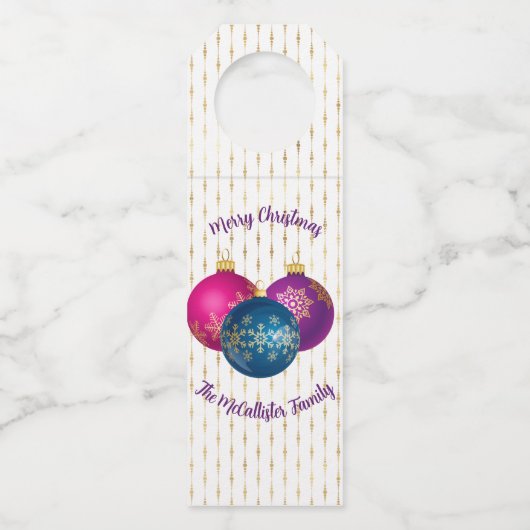 Kleurrijke kerstversieringen flessenhanger (Voorkant)