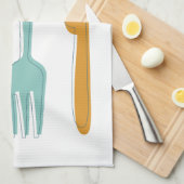 Kleurrijke keukengerei uit de middelste eeuw theedoek (Quarter Fold)