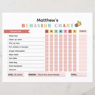 Kleurrijke KidsBehavior Chart voor het verbeteren