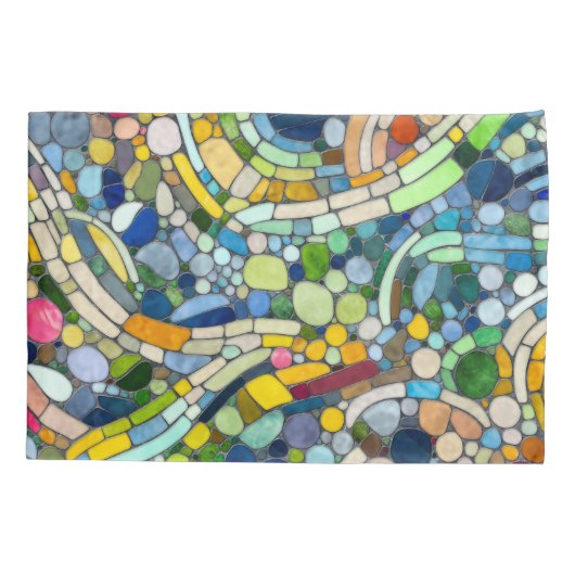 Kleurrijke kiezelstenen mozaïek kunst kussensloop (Achterkant)