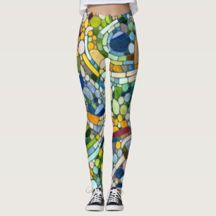 Kleurrijke kiezelstenen mozaïek kunst leggings