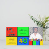 Kleurrijke kijk wiens 40 verjaardag wordt uitgenod (Staand voorkant)