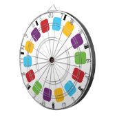 Kleurrijke kijkmeester Reel Retro Modern Dartbord (Voorkant Rechts)