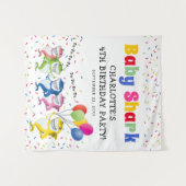 Kleurrijke Kinder Haai Verjaardagsfeest Wandkleed (Voorkant (horizontaal))