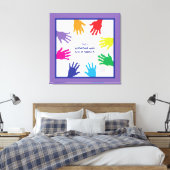 Kleurrijke kinder handafdrukken - blauw & paarse r canvas afdruk (Insitu (Slaapkamer))