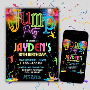 Kleurrijke Kinder Jump Party verjaardagsuitnodigin Kaart