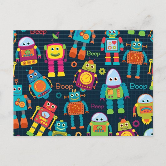 Kleurrijke Kinder robot Briefkaart (Voorkant)