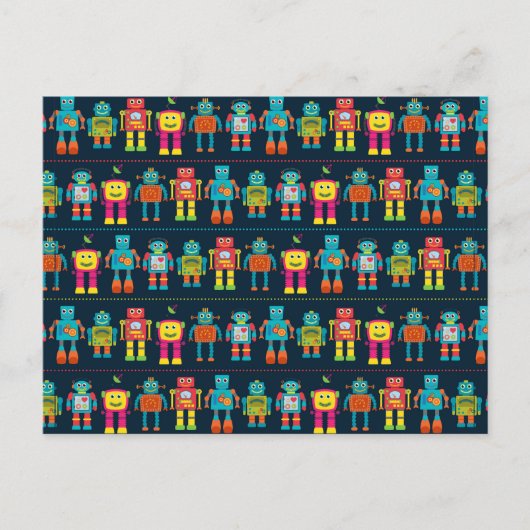 Kleurrijke Kinder Robot Briefkaart (Voorkant)