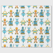 Kleurrijke Kinder robot Cadeaupapier (Vlak)