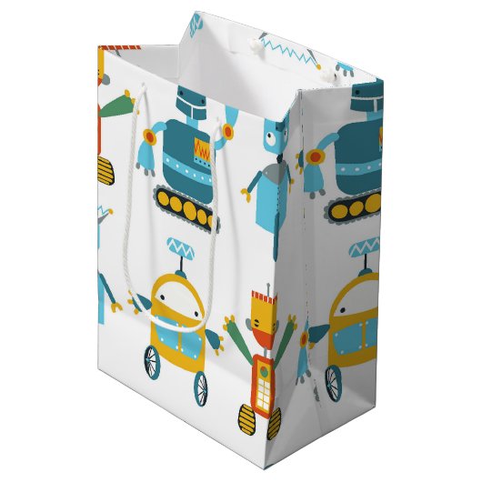 Kleurrijke Kinder robot Medium Cadeauzakje (Voorkant Gekanteld)