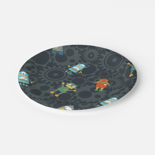 Kleurrijke Kinder robot Papieren Bordje (Gekanteld)