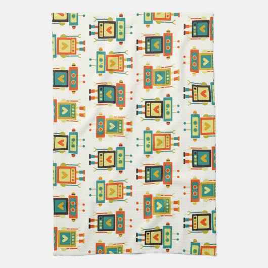Kleurrijke Kinder robot Theedoek (Verticaal)