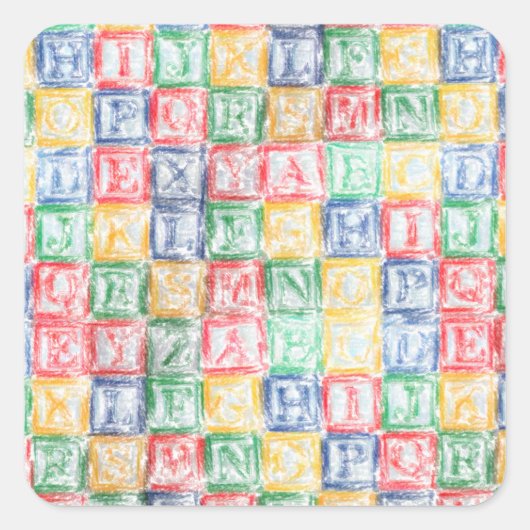 Kleurrijke kinderblokken vierkante sticker (Voorkant)