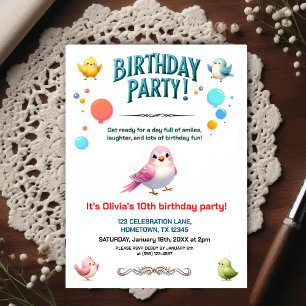 Kleurrijke Kinderen Gevederde Vrienden Verjaardags Briefkaart