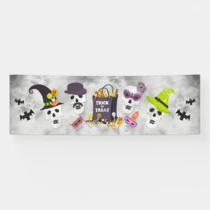 Kleurrijke Kinderen Halloween Snoep of een Beetje Spandoek