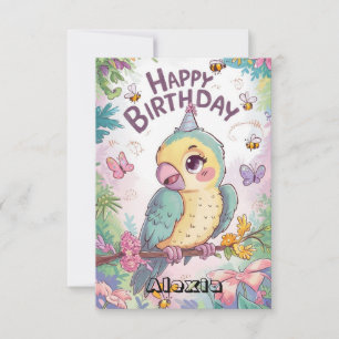 Kleurrijke Kinderen Parrot Digitale Verjaardag Kaart