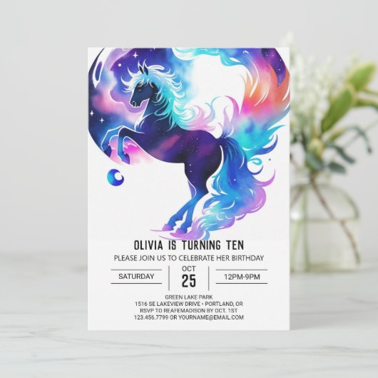 Kleurrijke Kinderen Pony Verjaardag Kaart (Staand voorkant)