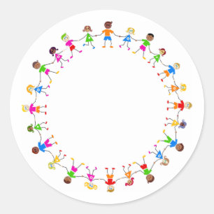Kleurrijke Kinderen Ronde Sticker