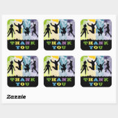 Kleurrijke kinderen verjaardag dank u vierkante sticker (Vel)