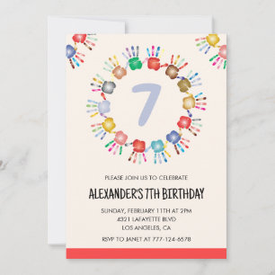 Kleurrijke kinderfeest uitnodigingen voor kleuters