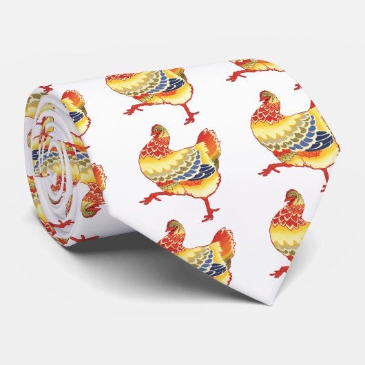 Kleurrijke kip uit de boerderij uit grootmoeders t stropdas (Opgerold)