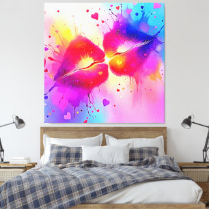 Kleurrijke Kiss Splash Design Canvas Afdruk