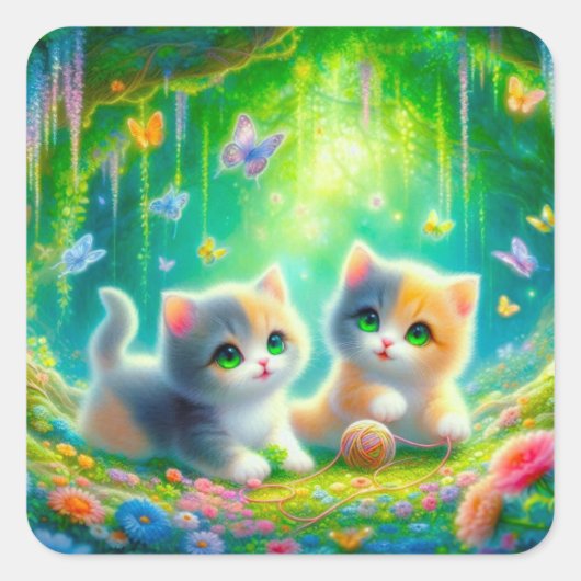 Kleurrijke Kitten Stickers (Voorkant)