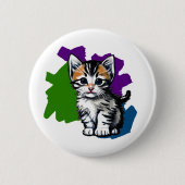 Kleurrijke Kitteninktspat Knop Ronde Button 5,7 Cm (Voorkant)