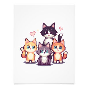 Kleurrijke Kitties Met Pixels Foto Afdruk