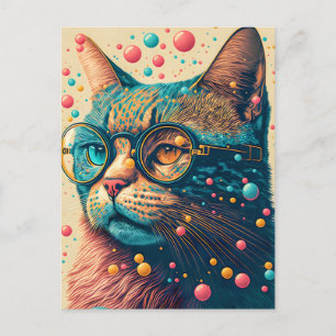 Kleurrijke Kitty Kat Illustratie Briefkaart