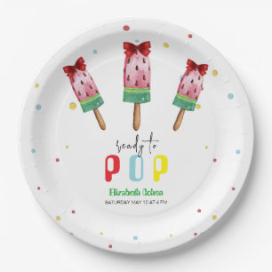 Kleurrijke klaar om Pop Ice Cream Baby shower Papieren Bordje
