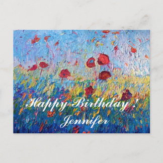 Kleurrijke klaprozen bloemen gelukkige verjaardags briefkaart