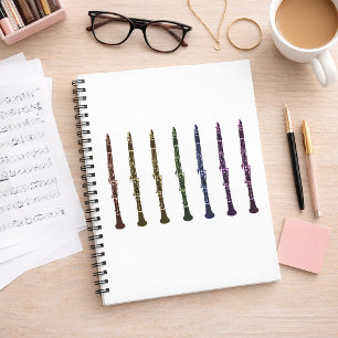 Kleurrijke klarinet unieke muziekleraar cadeau notitieboek