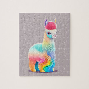 Kleurrijke Kleine Alpaca Legpuzzel